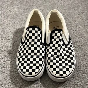 Vans Kids Checkered Slip-On Shoes - Black and White